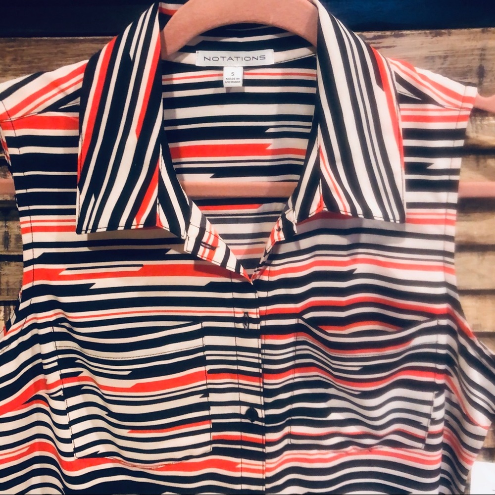 NOTATIONS SLEEVELESS LADIES BLOUSE NWT  SMALL BLUE STRIPED